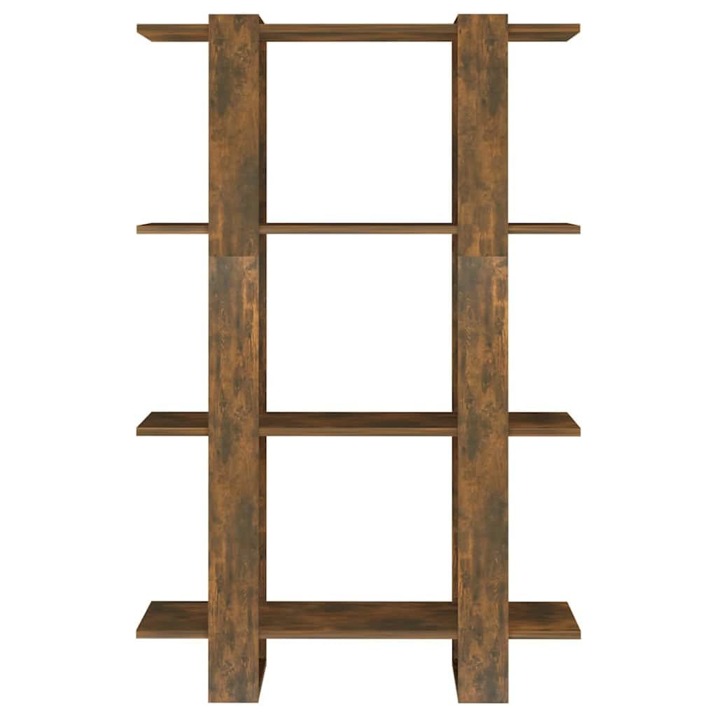 Libreria in legno di rovere affumicato, 80 x 30 x 123,5 cm, divisorio aperto con spazio per ufficio, soggiorno, studio, salvaspazio e versatile