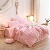HAIHUA Fluffy Pink Comforter Cover Twin Set, Fuzzy Pink Girls Twin Bedding Set 2 Pieces (1 Plush Duvet Cover + 1 Furry Plush Pillow Cases) Girls Shaggy Bed Set, Zipper Closure #4