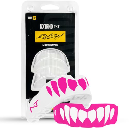 2 Pack Nxtrnd Rush Dual Layer Mouthguard, Custom Fit Sports Mouthpiece for Football, Boxing, MMA, Basketball, Hockey, Lacrosse, Youth & Adult (Pink)