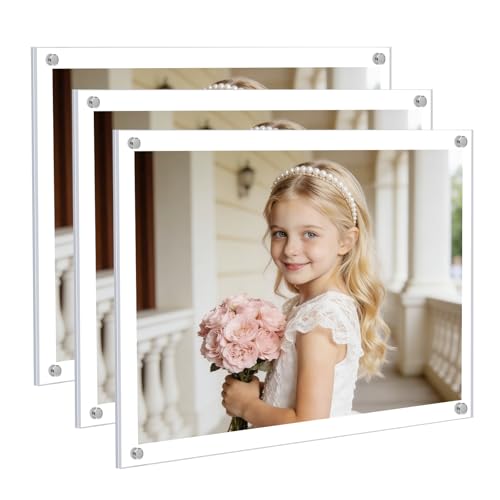 Kalami 3 Pack 4x6 Acrylic Picture Frame Wall Mount Self Adhesive
