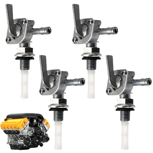 Universeller Benzinhahn M10 – 4‑Stück Set | Metall‑Kunststoff Kraftstoffabsperr‑Ventil für Generator Kraftstofftank Motorräder Offroad Karts