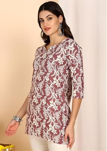 Image of Women's Short Kurti in TopsTunic Rayon Cotton Blend | Ladies Ethnic Tunic