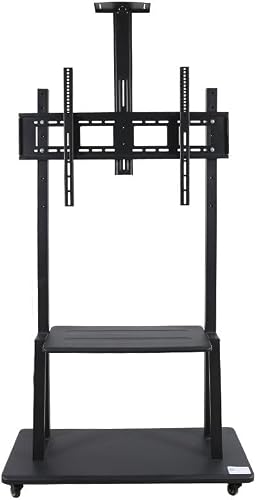 Mobile Adjustable Floor TV Stand for 32"-65" Displays – Steel & Aluminium Construction, 6-Level Height Adjustment, 360° Swivel & Tilt-15°/+15° Cart