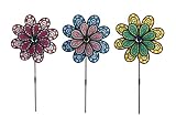 Outdoor Decoration 34.6" inch Colorful Flower Wind Spinner Whirligig Garden Stake Yard Spinner Windm