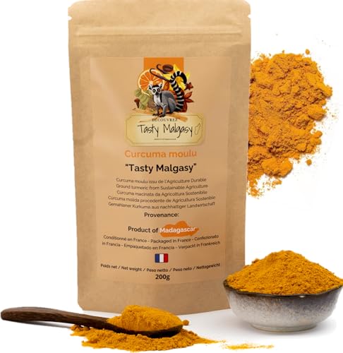 Curcuma en poudre 200g- L'épice essentielle pour la cuisine : épices du monde, épices paella, épice poulet, golden Milk, curcumine en poudre, Racine de...