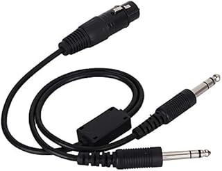 Kafuty Aviation Headset Adapter for Airbus XLR To GA Dual Plug 5 Pin Female Airbus XLR Connector to GA Twin Plugs Aviation Headphone Cable (Black)