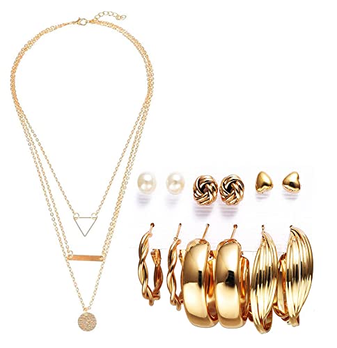 YouBella Fashion Jewellery Gold Plated Necklace and Earrings Combo Jewellery Set for Girls and Women (Gold)