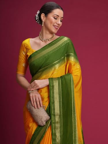 Image of AKHILAM Women's Mysore Silk Ombre Woven Design Saree With Unstitched Blouse Piece (KUSUM4101 NSM Parent)