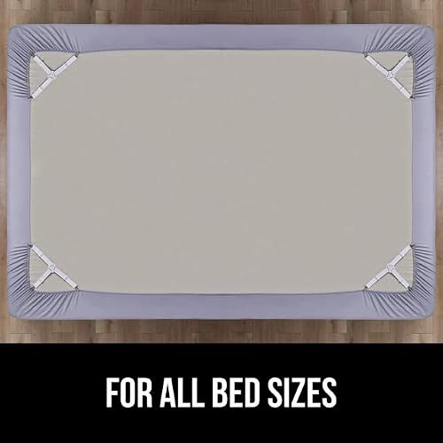 Gorilla Grip Nonslip Bed Sheet Straps, Extra Strong 4 Pack, Adjustable Elastic Fasteners With Iron Clips, Bedsheet Holder For Fitted Sheets, Easy Install On Mattress Covers, White #TOP4