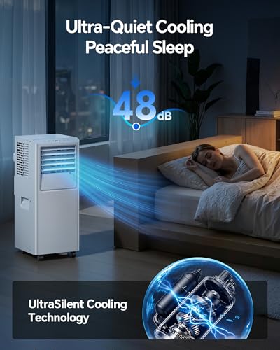Feelfunn 10,000 BTU Portable Air Conditioner - Cools Up to 450 Sq. Ft., 5-in-1 Portable AC Unit for Rooms with Remote Control, Sleep Mode, 24H Timer, Air Conditioner for Bedroom, Dorm, Apartment