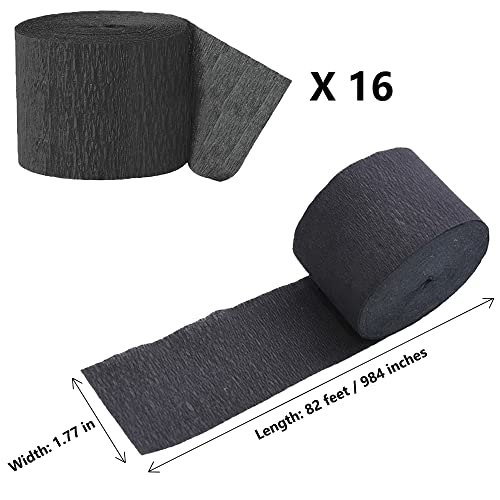 16 Rolls Crepe Paper Streamers Black Streamers Party Supplies For Birthday Party Baby Shower Halloween Wedding Ceremony Various Large Festivals Decoration #TOP1