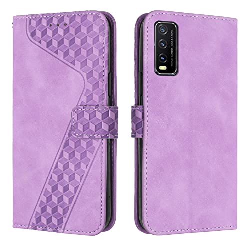 OKZone Compatible With Vivo Y20/Y20i/Y20S/Y12A/Y12S/Y11S Case, Wallet Case PU Premium Leather with Card holder Slots Magnetic Shockproof Protect Flip Cover Bookstyle Phone Cases Cover (Purple)