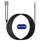 J&D Kabel RCA do 3,5 mm, Przewód Audio 3,5 mm AUX Męski do 2 RCA Żeński, Stereo Kabel Y Splitter z Pozłacanymi Złączami do Smartfona, Tabletu, MP3, Komputera i Głośnika, 4,5 m