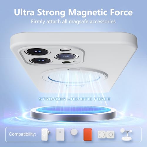 Mephoro Magnetic Stand for iPhone 17 Pro Case, Liquid Silicone, [Compatible with MagSafe][Built-in Kickstand&Ring Holder] Anti-Scratch Soft Microfiber Lining, White by Mephoro - Used condition - Image 2