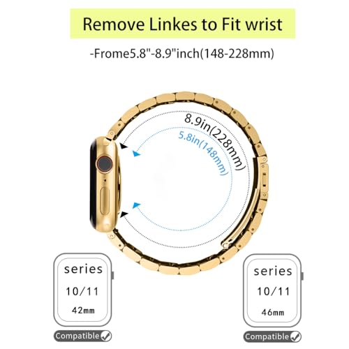 Image of Slim Metal Bands Compatible with Apple Watch 40mm 38mm 41mm 42mm 44mm 45mm, Metal Stainless Steel Chain Strap for Women iWatch Series 9 8 7 6 5 4 3 2 1 SE