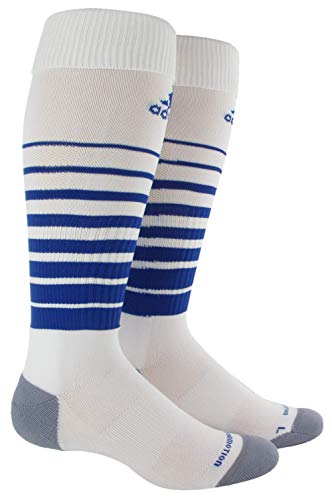 adidas Unisex Team Speed Soccer OTC Sock (1-Pair), White/Cobalt, 13C-4Y