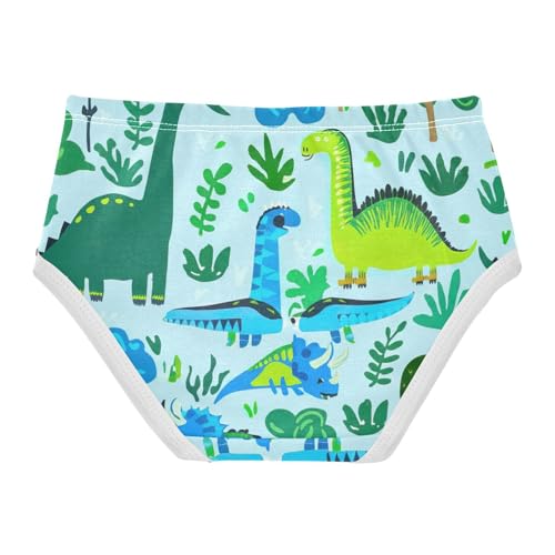Kids Underwear, Cute Dino Blue Toddler Panties, Cotton Underwear for Girls, 2T–8 Years2