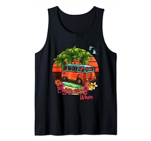 California Retro Surf Vintage Van Surfing Distressed Débardeur