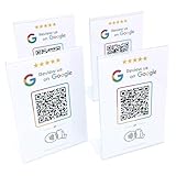 ALMATE SHOP NFC & QR Tap Stand for Google Review (4-Pack) - 4 x 6 inch L Shape - for All Businesses - Easy Setup, All Phones Compatible (White, 4 Stands)