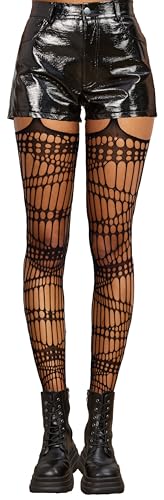 Psixnc Goth Tights Sexy High Waist Fishnet Tights - Premium Womens Stretchy Fishnet Stockings for Women Trendy and Comfortable Goth Accessories