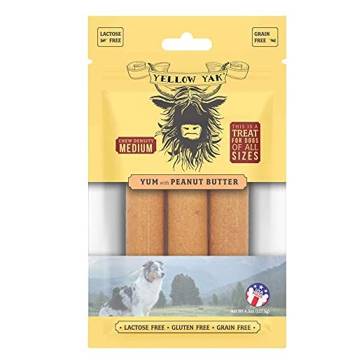 Yellow Yak Yum Cheese Chew | USA Made | Lactose - Soy - Grain - Gluten Free | for All Dogs | 3 Yum Chews | Real Cheese & Peanut Butter Flavor