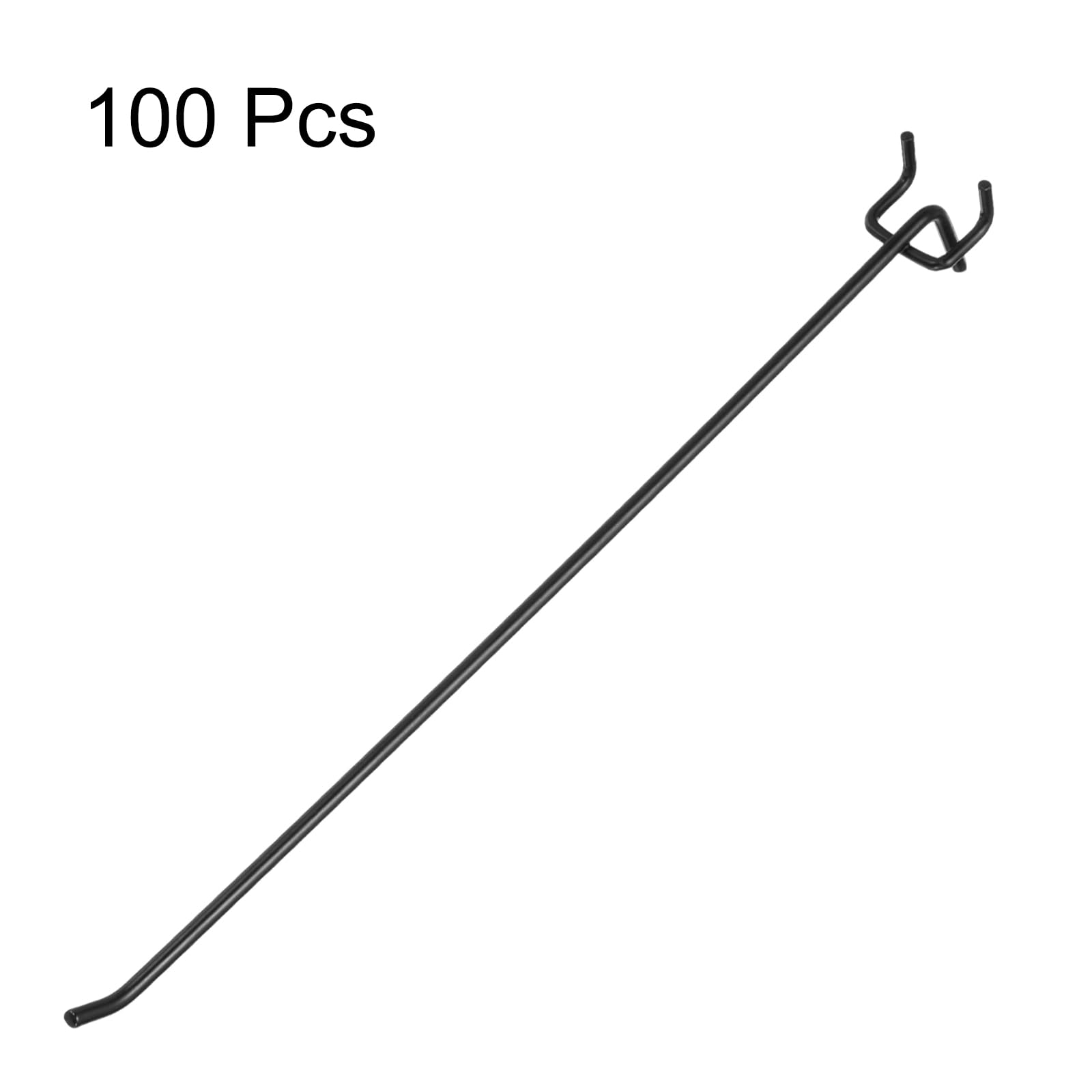 QUARKZMAN 100 Piezas Ganchos Para Tablero Perforado 12" Acero Inoxidable Ganchos Para Colgar Organizador De Herramientas Para Garaje Cocina Tienda Negro