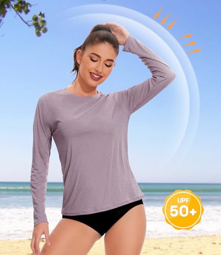 6 Pack Women's Quick Dry Fit Long Sleeve Shirts, UPF 50+ Rash Guard Swim Fishing SPF UV Sun Protection Shirts2