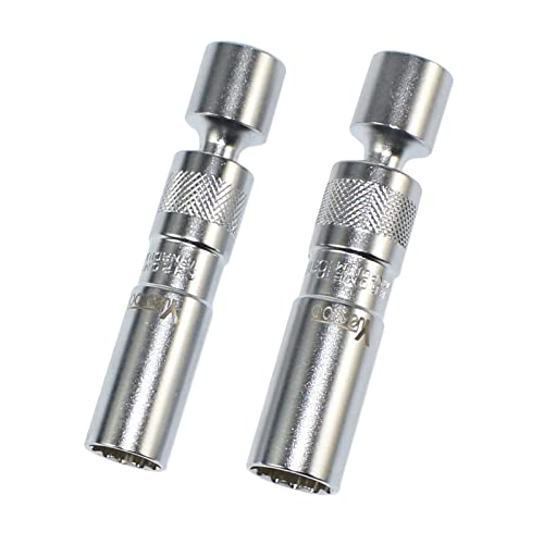 Yuesstloo 14Mm & 16Mm Magnetic Swivel Spark Plug Socket, 2 Pcs Thin Wall 3/8 Inch Drive 12-Point Removal Tool, Compatible With Bmw Benz #TOP4