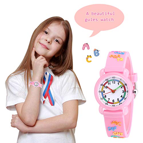 Image of Jewtme Cute Toddler Children Kids Watches Ages 3-8 Analog Time Teacher 3D Silicone Band Cartoon Watch for Little Girls Boys