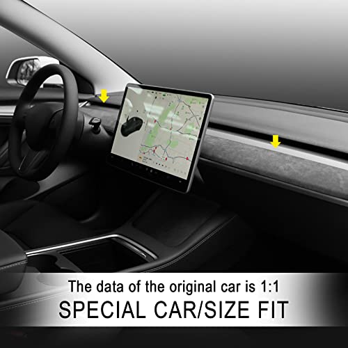 Kehuashina 2Pcs/Set Interior Instrument Panel Cover For Tesla Model 3 Model Y 2017-2022 Accessories Suede Fur Dashboard Decoration (Red) #TOP3