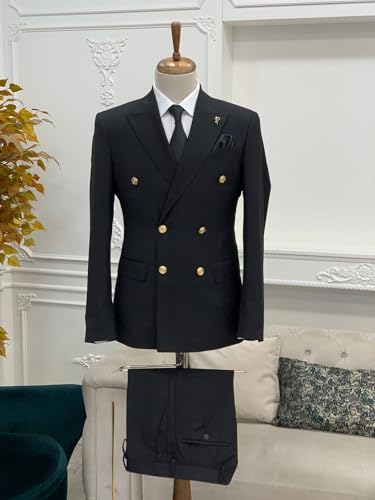 Mens Suit Double Breasted Suit Men Slim Fit 2 Piece Suit Blazer Pants Wedding Prom Suit for Men3