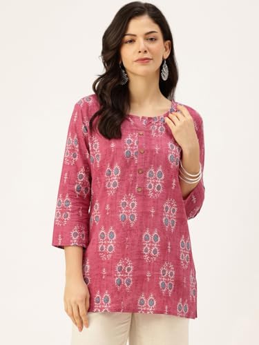 Image of feranoid Printed Top with Round Neck & 3 /4 Sleeves (S-XXL)