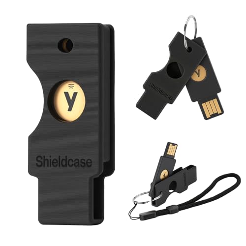Shieldcase Protective Case for Yubikey 5 NFC Flip Cover Keychain Holder for Yubico Security Key Shockproof Black