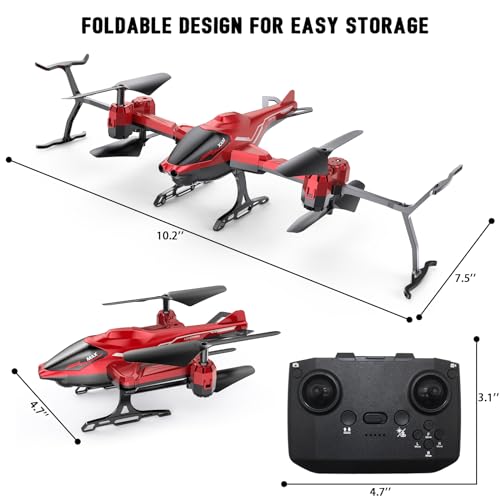 Hitish RC Helicopters 2.4G for Kids Adults, 360° Flip Remote Control Aircraft with LED Light, Obstacle Avoidance, Altitude Hold, Gyro Stabilizer, One Key Takeoff/Landing, Plane hobby Toy Gifts