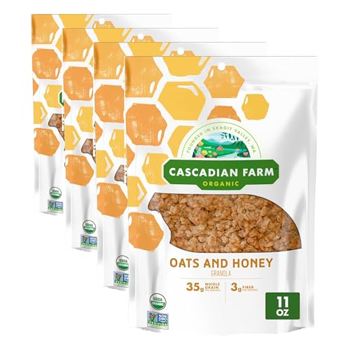 Image of Cascadian Farm Organic Granola,Oats and Honey Cereal,Resealable Pouch,11 oz,(Pack of 4)