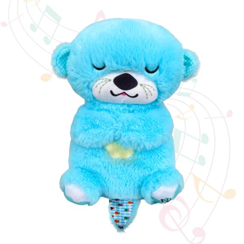 Peluche para Dormir. Felpa Alivia Ansiedad.Nutria Bebé con Movimiento y Respiración con Luces y Sonidos Relajantes para Niños y Bebés.Juguete Animal,Ruido Blanco,Calmante, Antiestrés,Ayuda al Sueño.