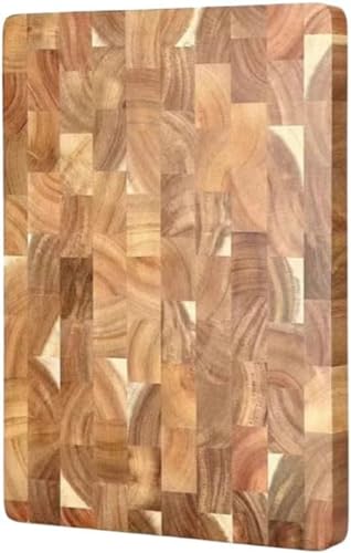 木製のまな板アカシアのまな板抗菌性と防カビ無垢材の耐久性のある幾何学的な正方形のスプライシング家庭用キッチンまな板, (35*25*3cm)