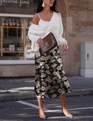 Image of Zeagoo Skirts for Women High Waist Skirt Elegant Midi Skirt Satin