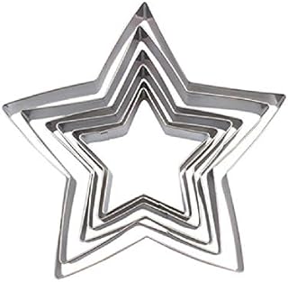 6 Pcs Cookie Cutter Set Stainless Steel Star Shaped Cutter for DIY Baking Cake Decoration