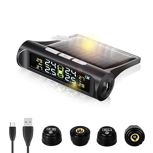 Foto de Airmoto Sistema de monitoreo de presión de neumáticos TPMS - Sistema de monitoreo de presión de neumáticos de RV con energía solar con 4 sensores para automóvil, motocicleta, remolque, bicicleta y más (imagen 2)