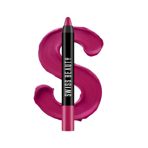 Image of Swiss Beauty Matte Long Lasting Stay Maxx Lip Crayon Lipstick | Matte Finish | 12-Hour Stay | Smudge Proof | Lightweight | Shade-Plum Pick, 3.5g
