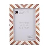 Handicrafts Home 5 by 7 Brown Vintage Picture Frame – Handmade chevron Bone Inlay Photo Frame for Rustic Farmhouse Decor, Neutral Home Aesthetic, Modern Boho Wall Decor, Vintage Shelf Styling, Living Room & Bedroom Picture Frame, Perfect for Wedding, Christmas Gift, Decor & Holiday