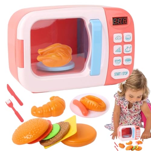 Horno Microondas de Juguete - Juguete de Cocina con Luces y Sonido - Microondas Simulador Interactivo con Temporizador Realista para Bebés Jugar a Cocinar en Hogar Guardería Aula