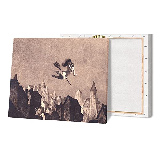 Flight To The Sabbath William Mortensen Print Poster Vintage Painting Canvas Prints Wall Art Painting Posters and Prints Wall Decor Cuadros Home (Framed,8x10inch)