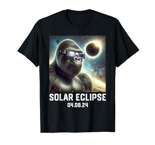 Totalidad Eclipse Solar 04.08.24 Gorilla Astronomy Lovers Camiseta