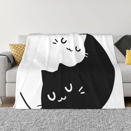 太極図 陰陽 2匹の猫 エアコンブランケット コンパクト保温防寒 四季通用クーラーケープ用 100×125cm