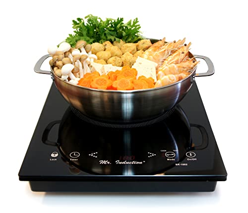 Mr. Induction SPT SR-1882-42BA: Combination of 1650W Induction Cooktop (Built-in) + Stainless Steel Pot, Black, 1 INDUCTION COOKER AND 1 POT WITH LID