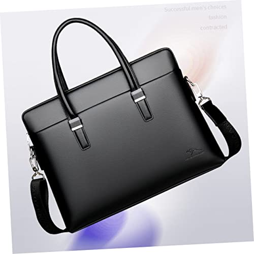 1pc Cow Leather Laptop Bag for Men Wear Resistant Briefcase with Compartment for Business Casual Use Black Messenger Bag for Documents Essentials3