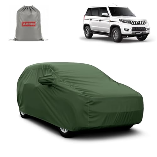 Image of AOSIS 'Waterproof' Car Cover Compatible with Mahindra Bolero Neo N4 /N8 /N10 300 GSM Uly Coated Thick Fabric 4X4, Adjustable Belt Buckle, Elastic Grip