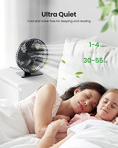 Image of Gaiatop Usb Desk Fan 6.5 Inch, 4 Speeds Ultra Quiet Personal Table Fan With Powerful Airflow, Small Portable Desktop Fan For Home Car Office Outdoor Travel, Black